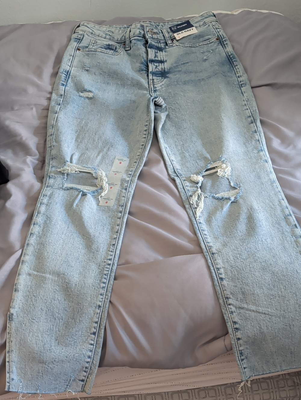 Old Navy Light Wash Distressed Ripped Jeans